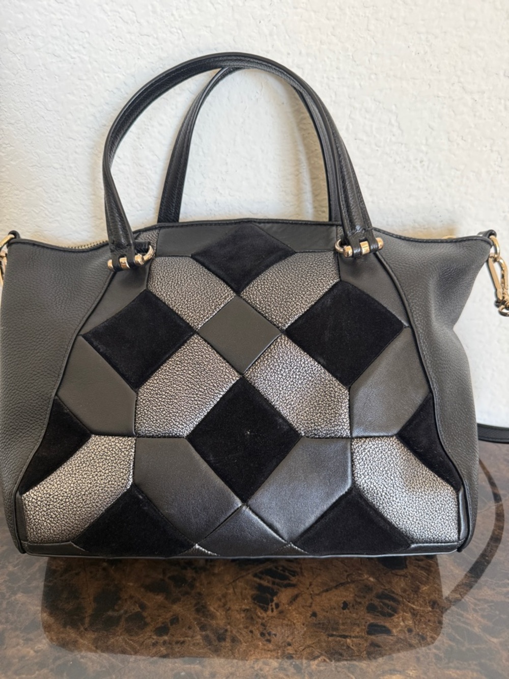 Coach Black Prairie Patchwork Leather Crossbody Shoulder Tote - Picture 6 of 13